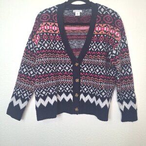 Cupcakes & Cashmere Fair Isle Cardigan Sz S Button Front Nordic Cabin Holiday